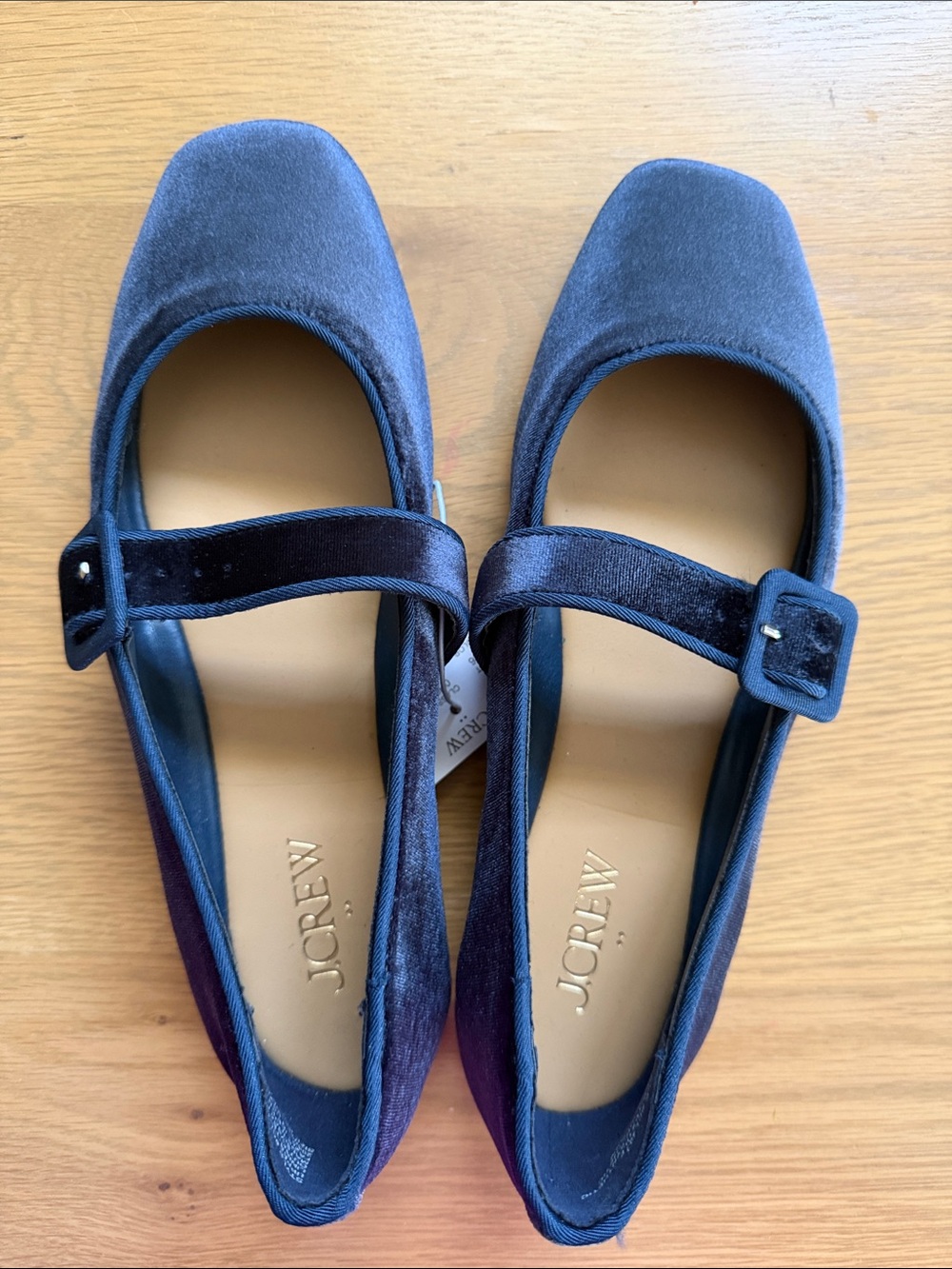 J. Crew Navy Velvet Mary Jane Flats with Buckle Strap - Picture 2 of 6